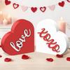 2PCS Valentine's Day Wooden Sign Decoration Heart Shaped Table Centerpieces Desktop Ornament Home Couple Love Crafts