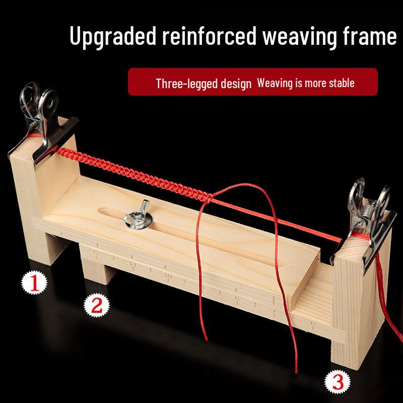 Weaver Wooden Bracelet Weaving Frame - Handmade DIY Red String Lanyard Tool & Cord Fixer.