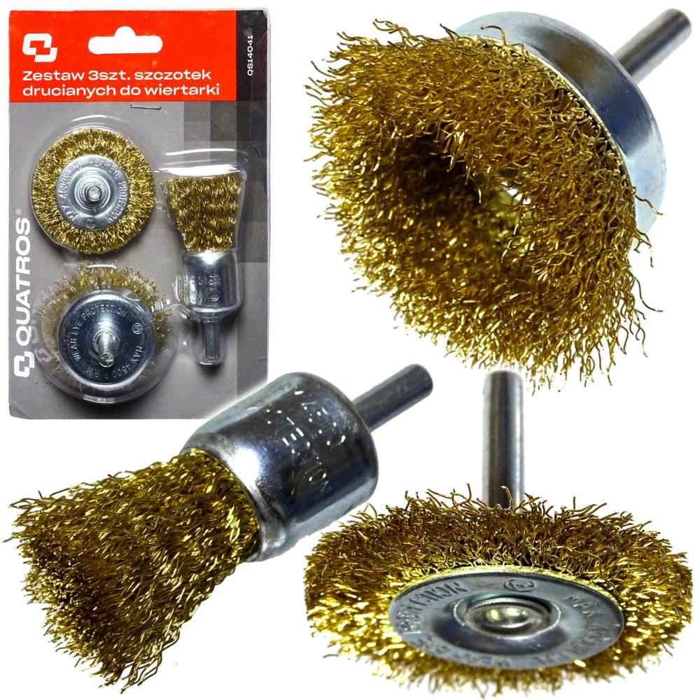 Steel Wire Brushes for Drills, Set of 3 Brushes
