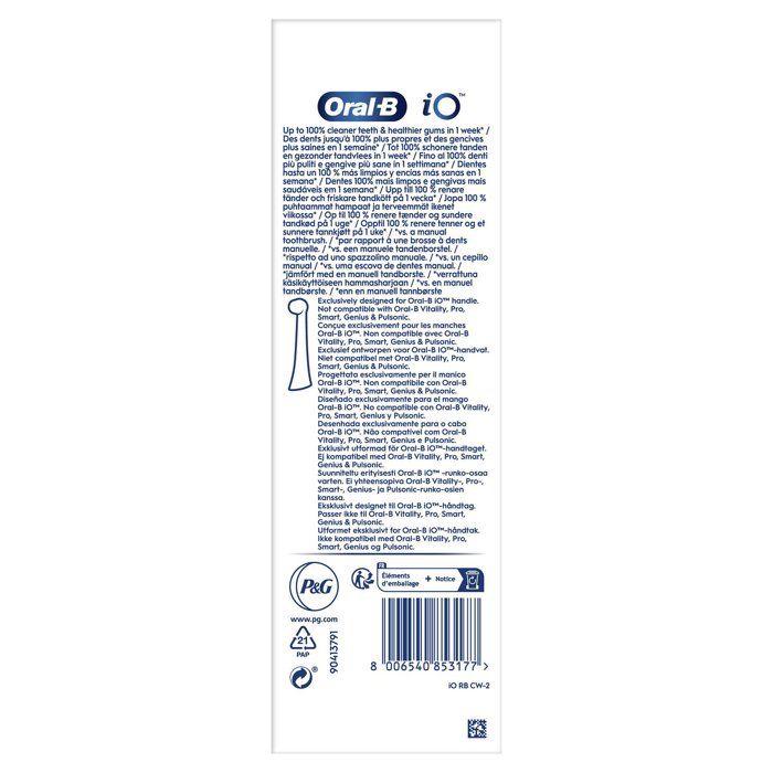 Brossettes Dentaires - ORAL-B - iO Ultimate Clean - 100% Élimination Plaque - 2 Brossettes - Blanc