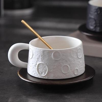 Ceramic Coffee Cup, Cup with Handle, Golden Shop Spoon A Saucer Game, of Tea
