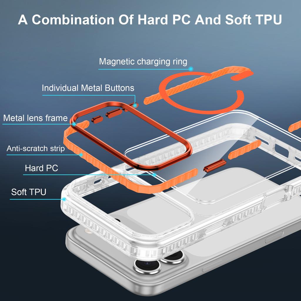 Für magnetische Saugkraft für iPhone17 Handyhülle 15 Vergilbungsresistent Transparent für Apple 16pro Airbag Handy-Schutzhülle