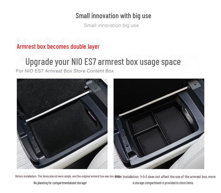 NIO ES7 Armrest Box Storage Organizer for Car Modification