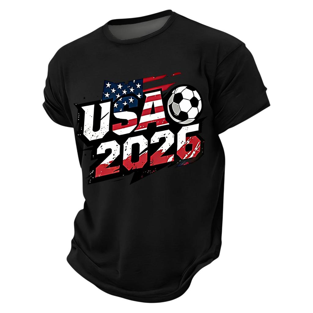 T-shirt da Uomo a Maniche Corte Girocollo Grafica Calcio USA 2026 Casual Vestibilità Larga Top per l'Uso Quotidiano