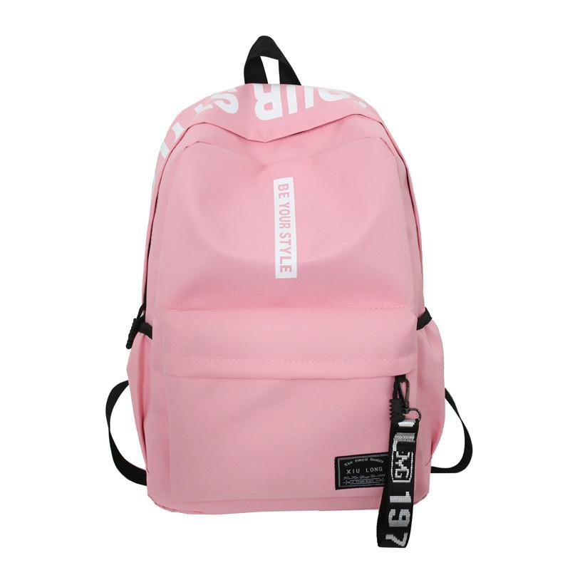 Velkokapacitní jednobarevný nepromokavý nylonový ležérní batoh školní taška