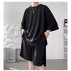 Men's Summer Solid Color Loose Sports Suit Round Neck Short Sleeve + Shorts 2-piece Set