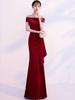 Elegant Mermaid One-Shoulder Dress for Wedding or Engagement Banquet