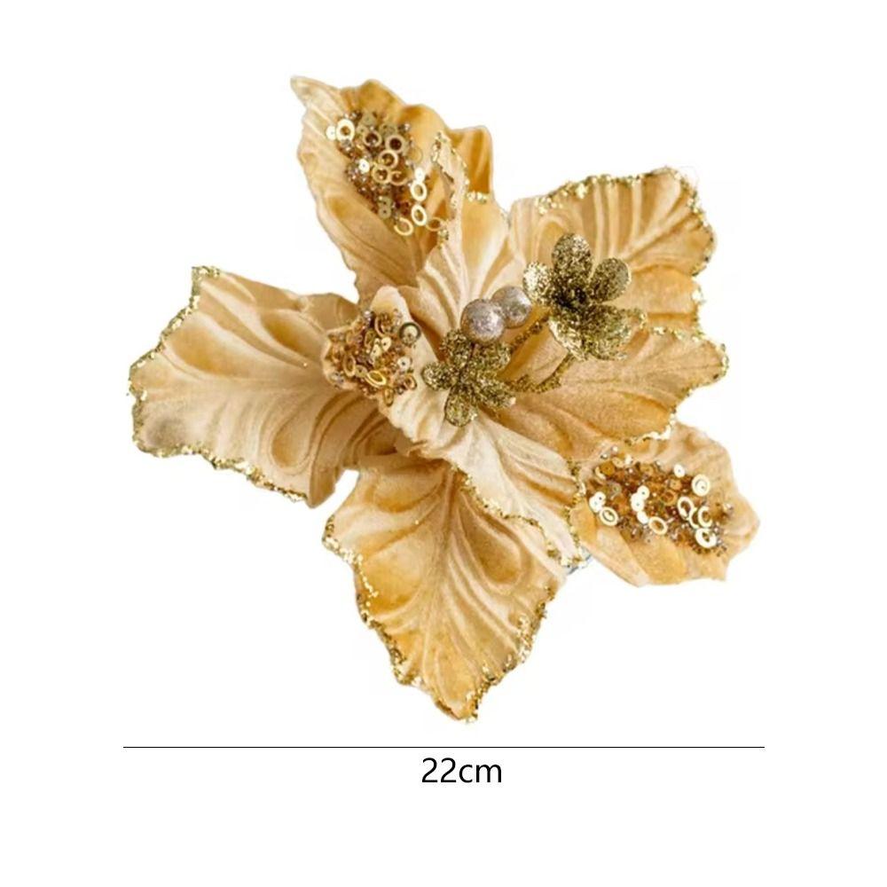 Simulation Artificial Poinsettia Flower 22cm Christmas Tree Decorations  Party Gifts