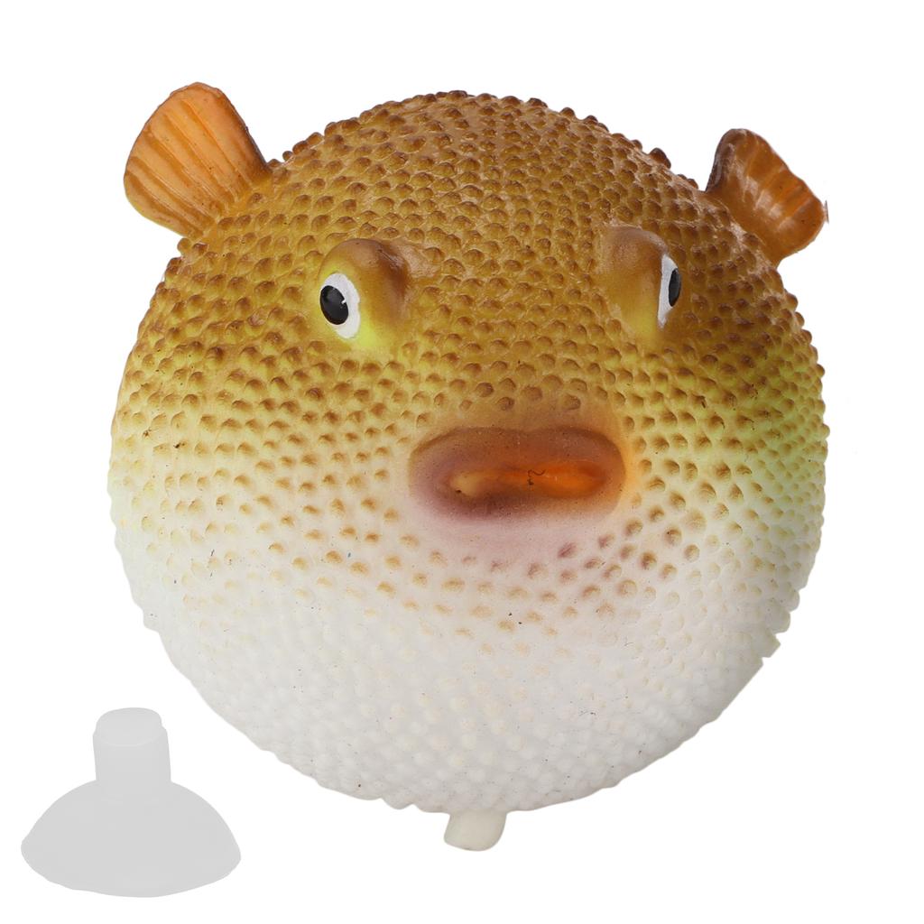 Aquarium Puffer Fish Luminous Simulation Rubber Fish with Suction Cup for Fish TanksOrange