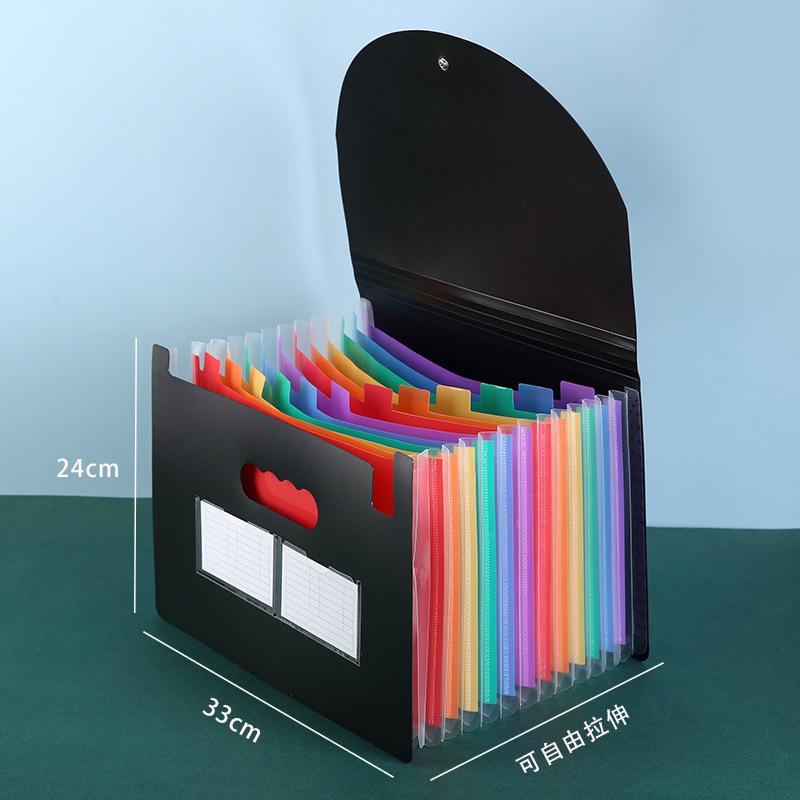 A4 Accordion File Folder with 25 Pockets, Color Inner Pages, and Lanyard Flap (PP Material)