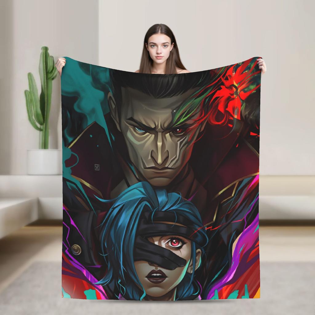 Arcane Soft Blanket Viktor Game Anime Jinx Jayce Caitlyn Jesus Sevika  Camping Plush Throw Blanket Home Decor Sofa Bed Cover