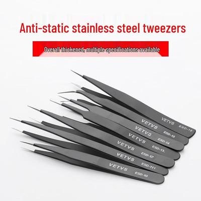 Stainless Steel Anti-static Precision Tweezers Set - Pointed & Bent Tips, Thickened Fine Points for Repair and Precision Tasks