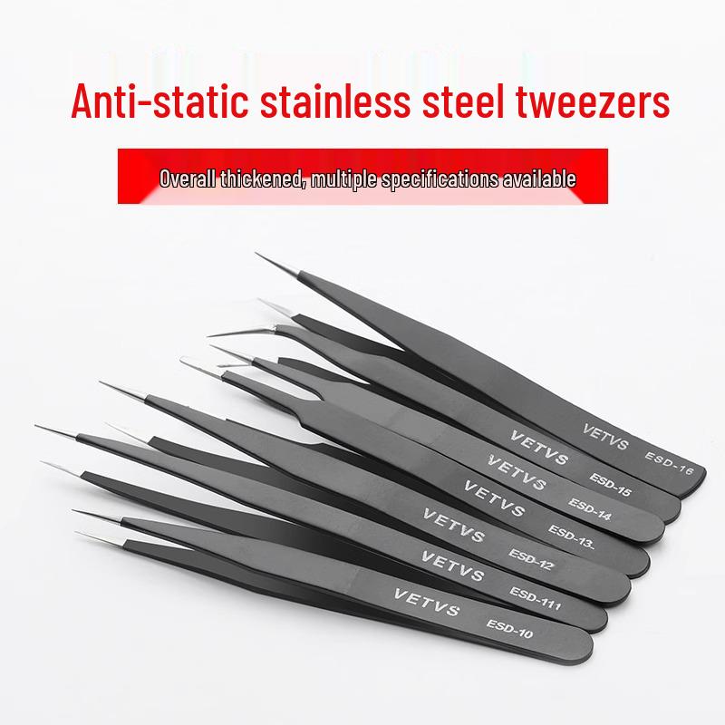 Stainless Steel Anti-static Precision Tweezers Set - Pointed & Bent Tips, Thickened Fine Points for Repair and Precision Tasks