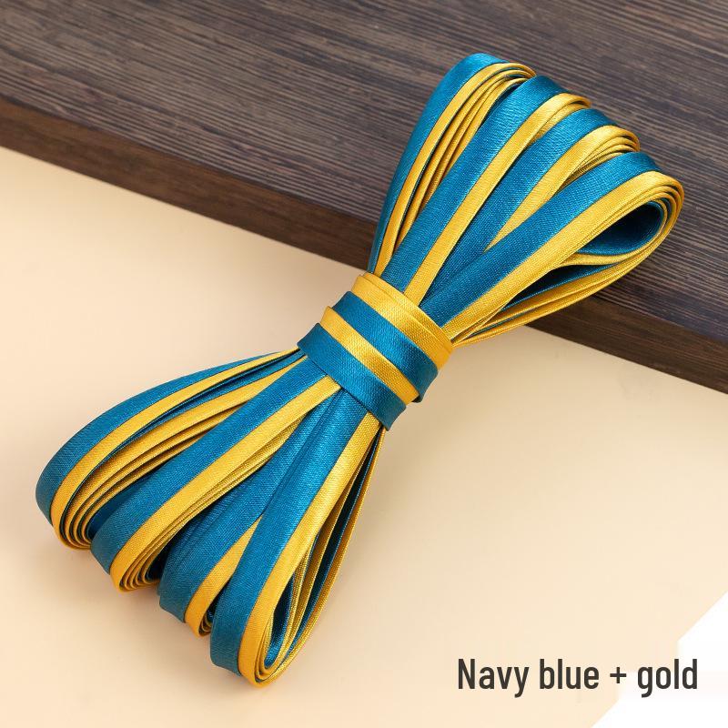 

Атласная окантовка Hengmeihe Cheongsam - 1 см подобранные по цвету полоски для подгибки для аксессуаров одежды Navy Blue + Golden [1 piece, 1 meter]