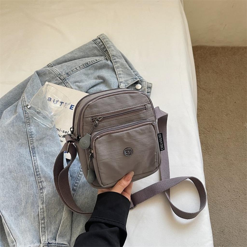 Shoulder Bag Women Nylon  Multi Compartment Adjustable Strap Daily Commute