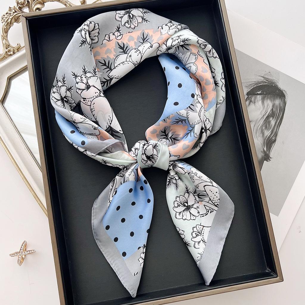 Luxury Print Square Silk Scarfs For Women Decorate Neck Ties Fashion 70*70Cm Kerchief Lady Summer Beach Hijab Female Neckerchief