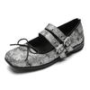 Cowhide Version~ Spring Flat Bottom Shallow Mouth Bow Single Shoes Niche Old Ballet Mary Jane Shoes Women