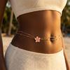 Simple Double Layers Belly Chains for Women Y2K Gold Color Metal Flower Bikini Waist Body Chain Beach Vacation Versatile Jewelry