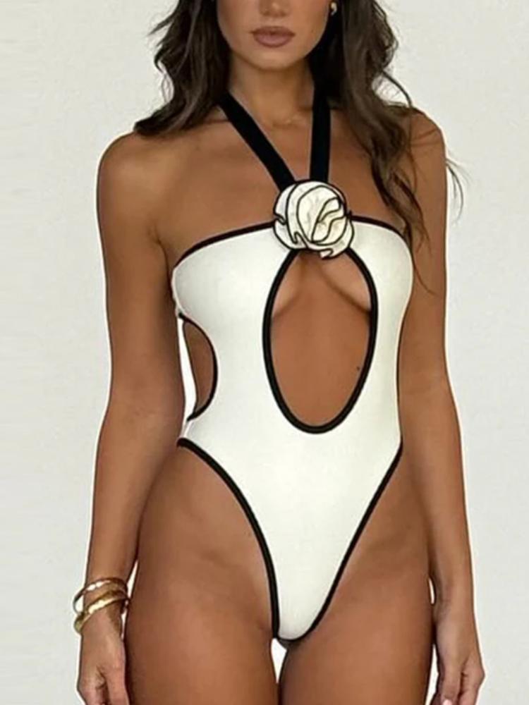 

Черный Белый Цельный Купальник Сексуальные Женщины Твердые Купальники Высокий Вырез Лоскутный Купальный Костюм Пляжная Вечеринка Женский Спинки Сладкий Модный Дизайн Купальник S белый