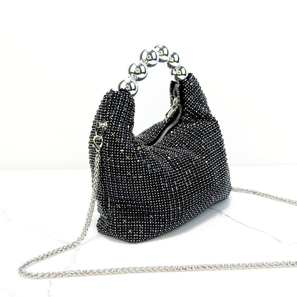 Full Diamond Shiny Ladies Handheld French Steel Ball Celebrity Dinner Bag Fashion Shoulder Bag