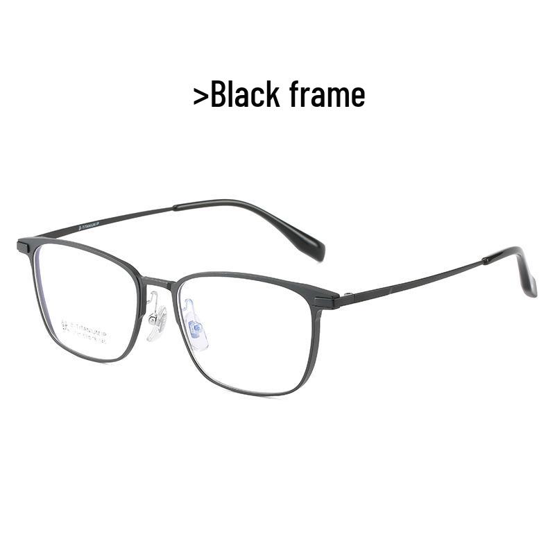 High-End Unisex Full Rim Metal Glasses - Ultra-Light Black Aviation Aluminum Titanium Frame, Round Style (Model 3131) Prescription Blue Light Blocking