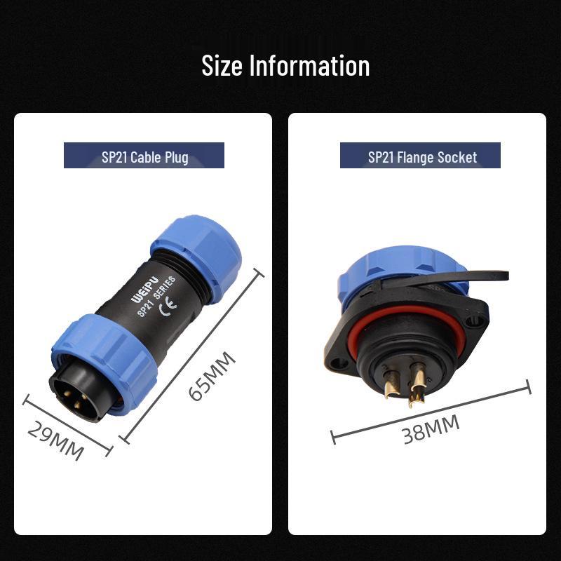 9-Pin SP21 Flange Socket, IP67 Waterproof Aviation Connector