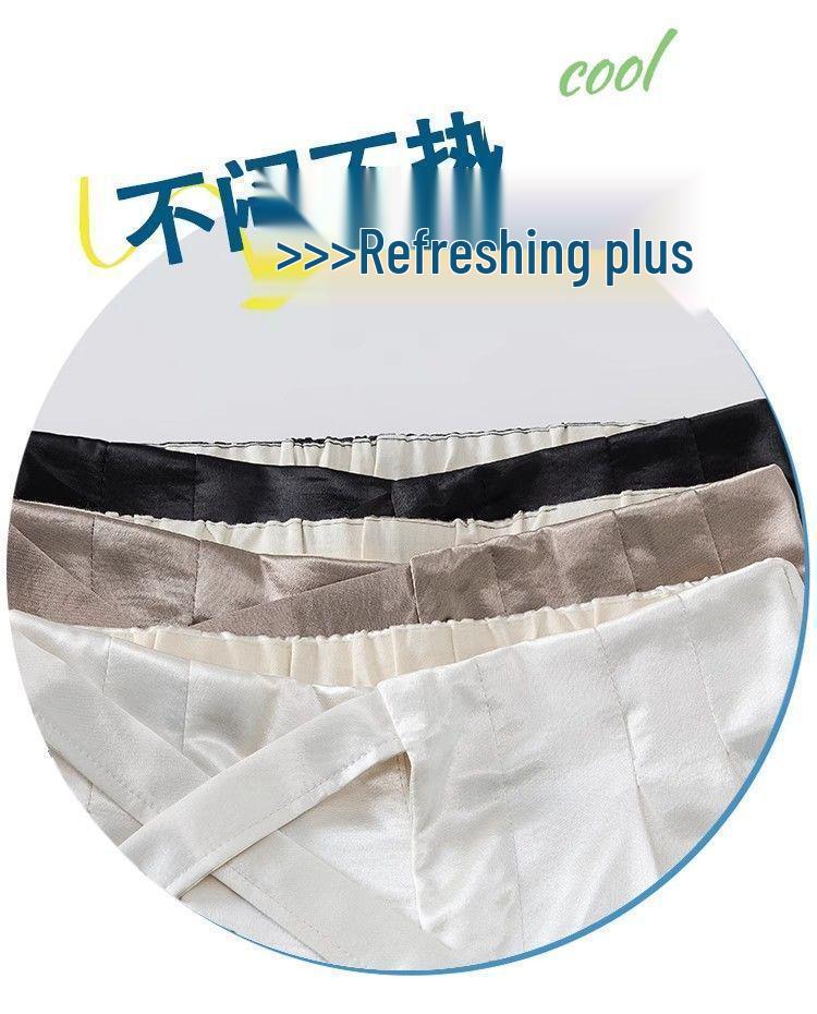 Damen Hochtaillierte Satin-Eis seide Weite Hosen - Sommer Bodenlang mit Bindeband Design