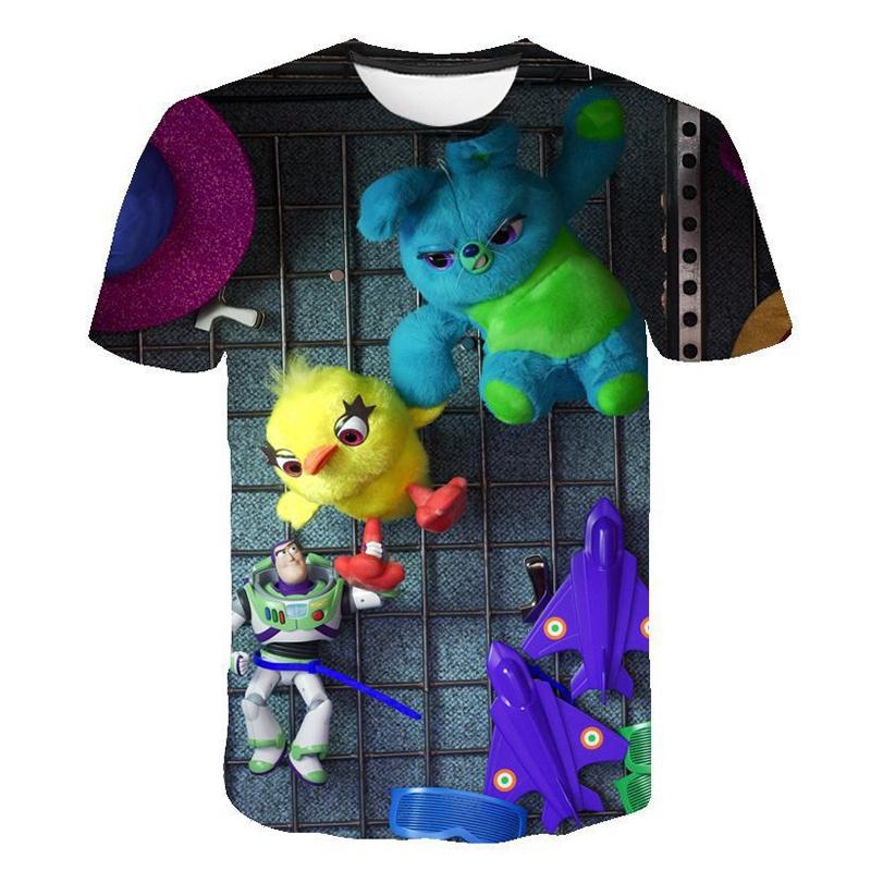 Lebhaftes Toy Story 4 Unisex 3D-Druck Freizeit-T-Shirt für bequeme Sommerkleidung