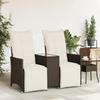 Vidaxl Folding Garden Sofa with Table, 2-Seater, Brown, PE Rattan