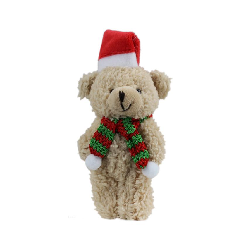 Adorable Christmas Bear Ornament Plush Toy Accessory With Scarf And Bag Charm