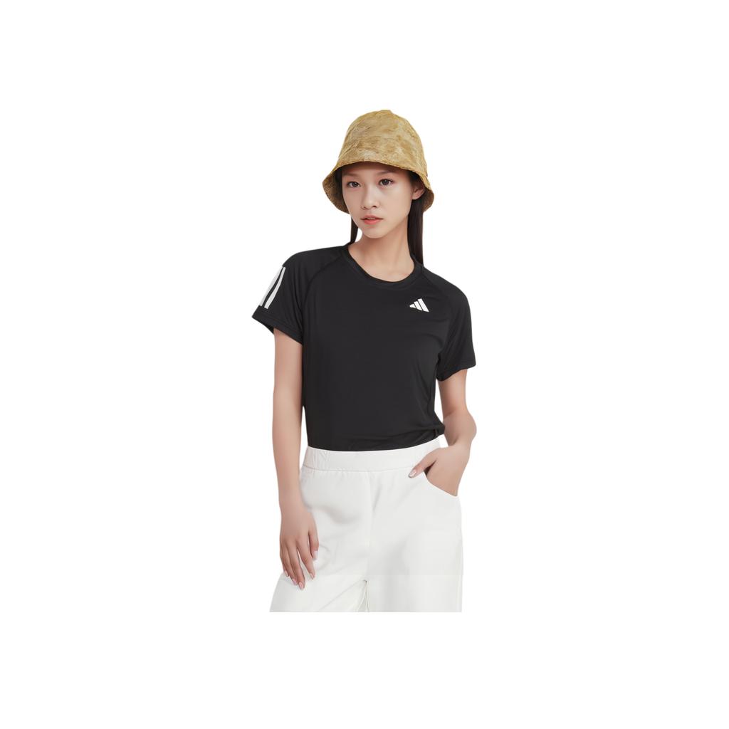 adidas Camiseta de Tênis Club Logo Confortável Casual Gola Redonda Manga Curta Tops Femininos Preto HS1450