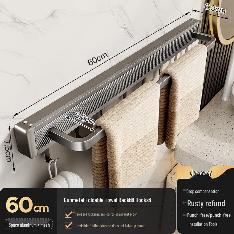 Foldable Space Aluminum Bathroom Towel Rack