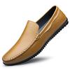 Fashion Non-Slip Lightweight Men Business Shoes Slip-On Comfortable Flat Men's Genuine Leather Loafers Casual Breathable Soft Sole Shoes