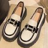 2024 New Autumn Loafers Women's British Style Single Shoes Muffin Platform Slip-on Small Leather Shoes