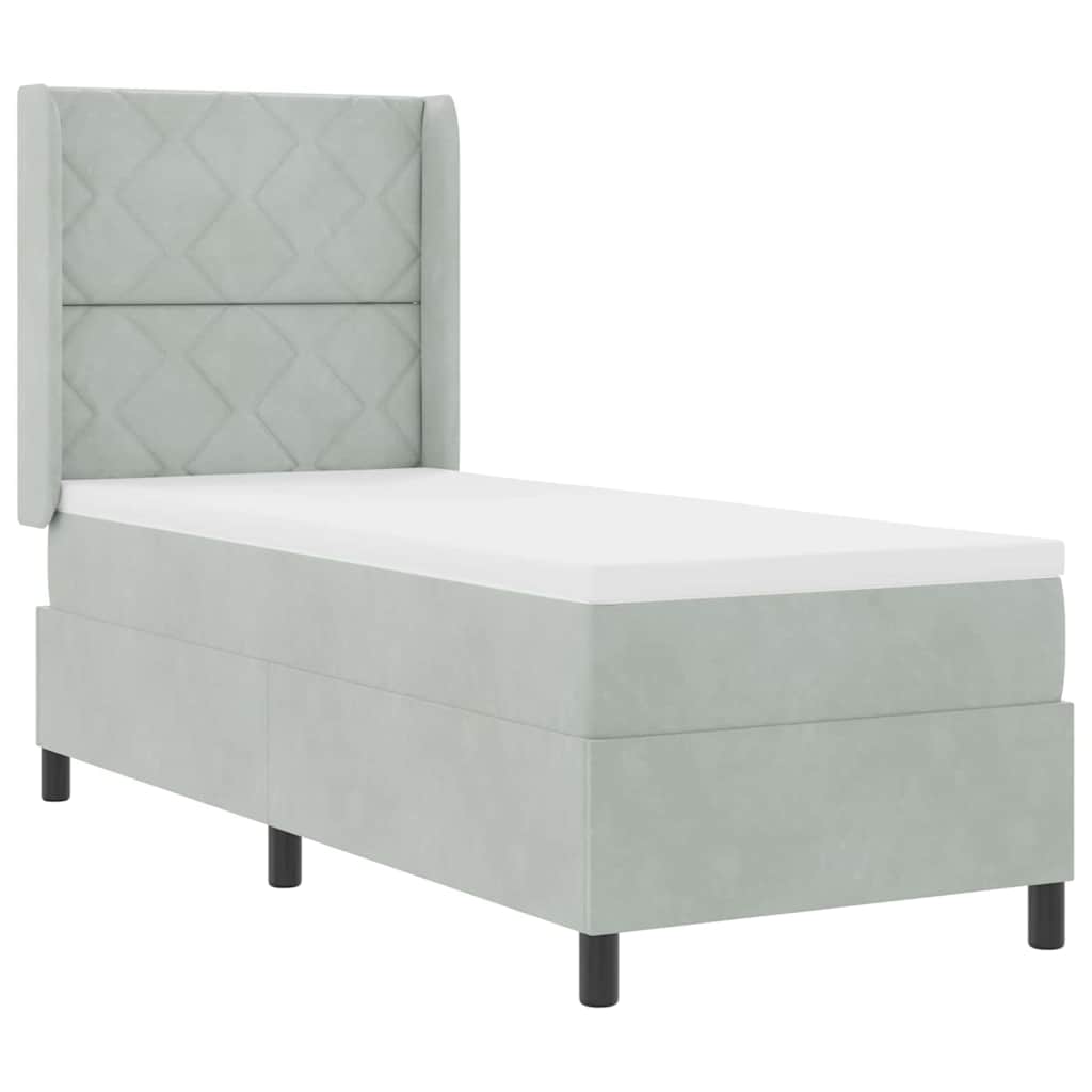 Box Spring Bed with Headboard Light Gray 80 X 200 Cm Velvet