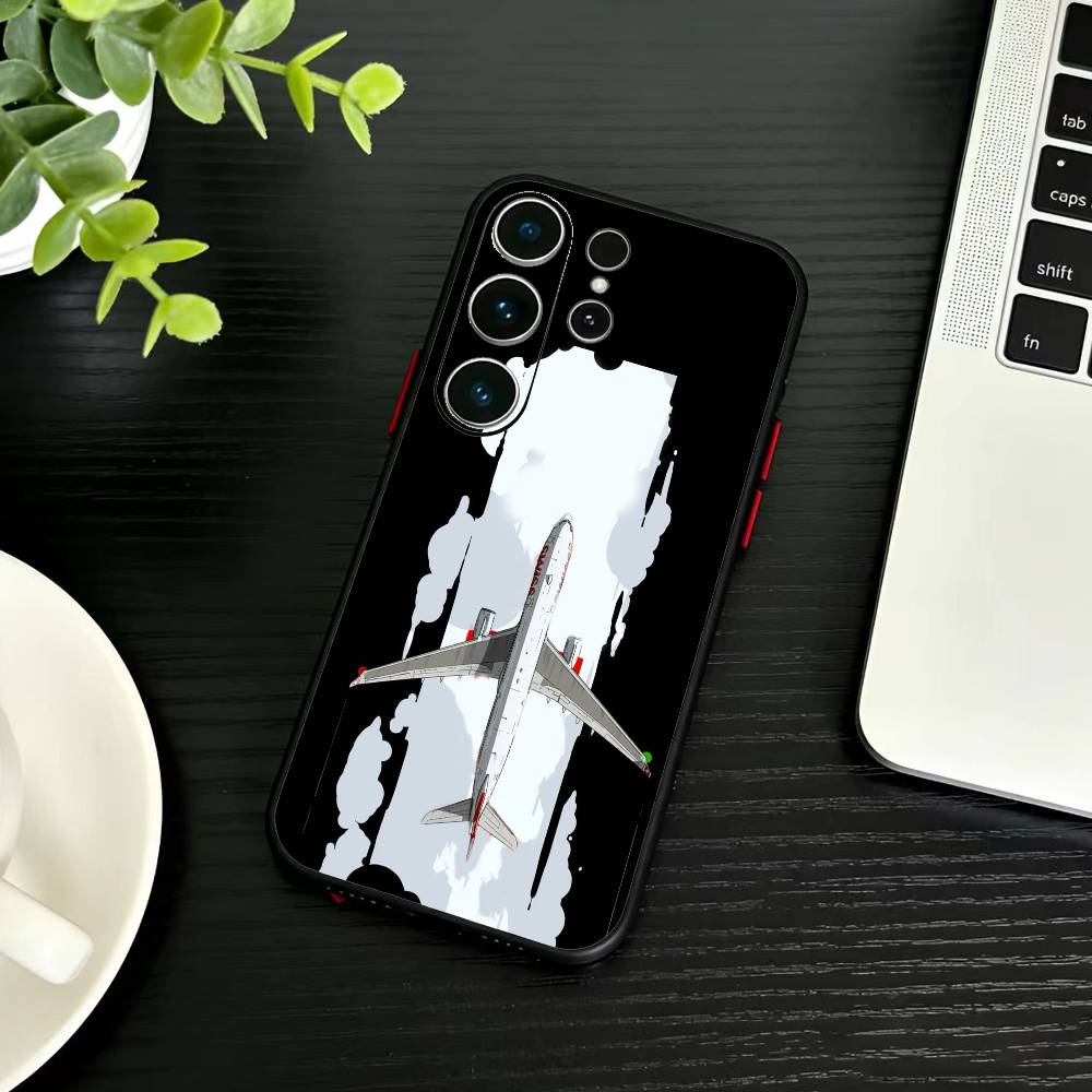 B-Graffiti Travel Airplane Pattern Phone Case For Samsung S26,S25,S24,S23,S22,S21,S20,Plus,Fe,Lite,Others Black Cover