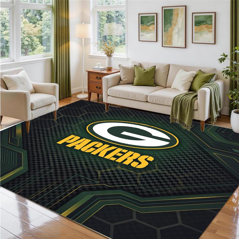 Green Bay Packers Design Crystal Velvet Rug Soft Decorative Mat for Bedroom Entrance