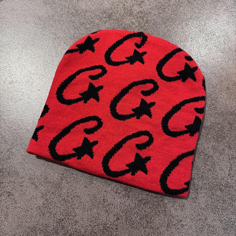 Trendy Knit Hat With Star Print Embroidery Design For Cold Weather Accessory