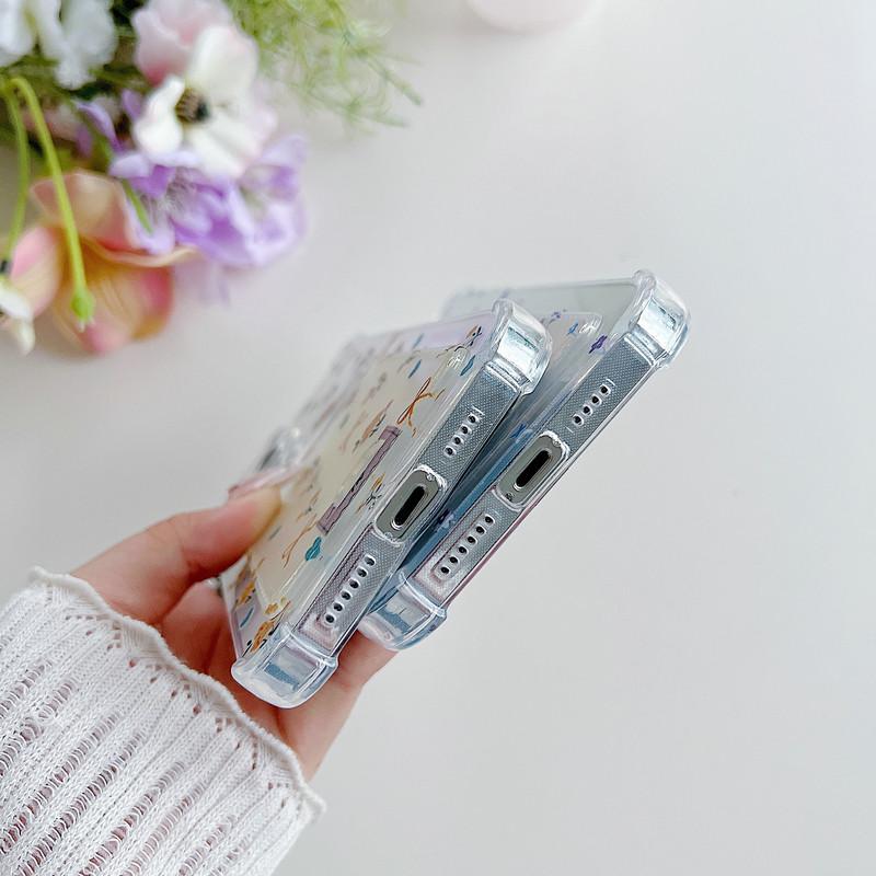 Flori Proaspete Imprimeu Floral TPU Moale Transparent Carcasă de Protecție Rezistentă la Șocuri Transparentă Acoperire Protectoare Completă pentru Spate