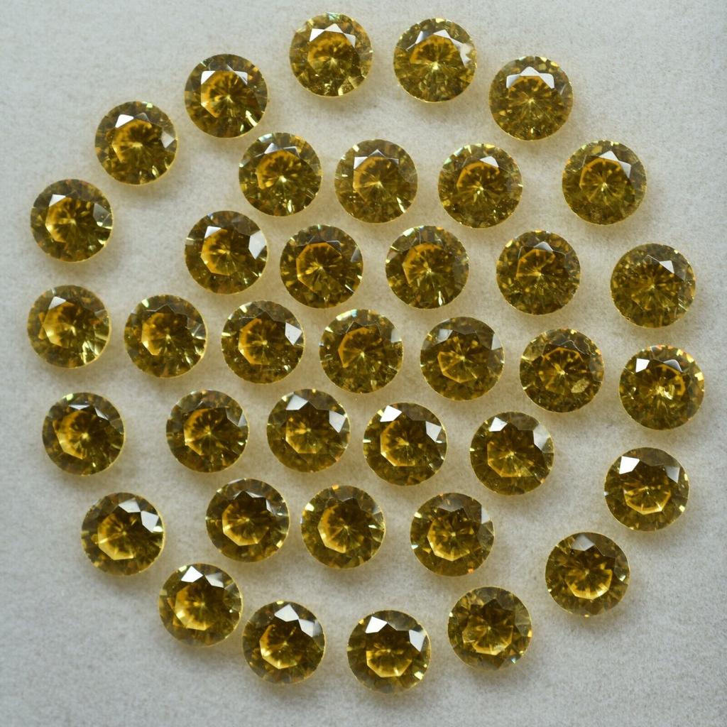 Natural Yellow Sapphire Ring Size Round Lot CERTIFIED Gemstone 5x5 MM Size 8 Pcs Y- 1021084