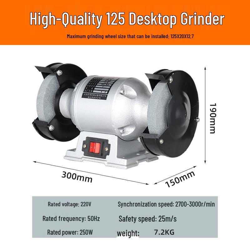 220V Heavy-Duty Desktop Grinding Machine: Compact Industrial Sanding Wheel with Dust Collection