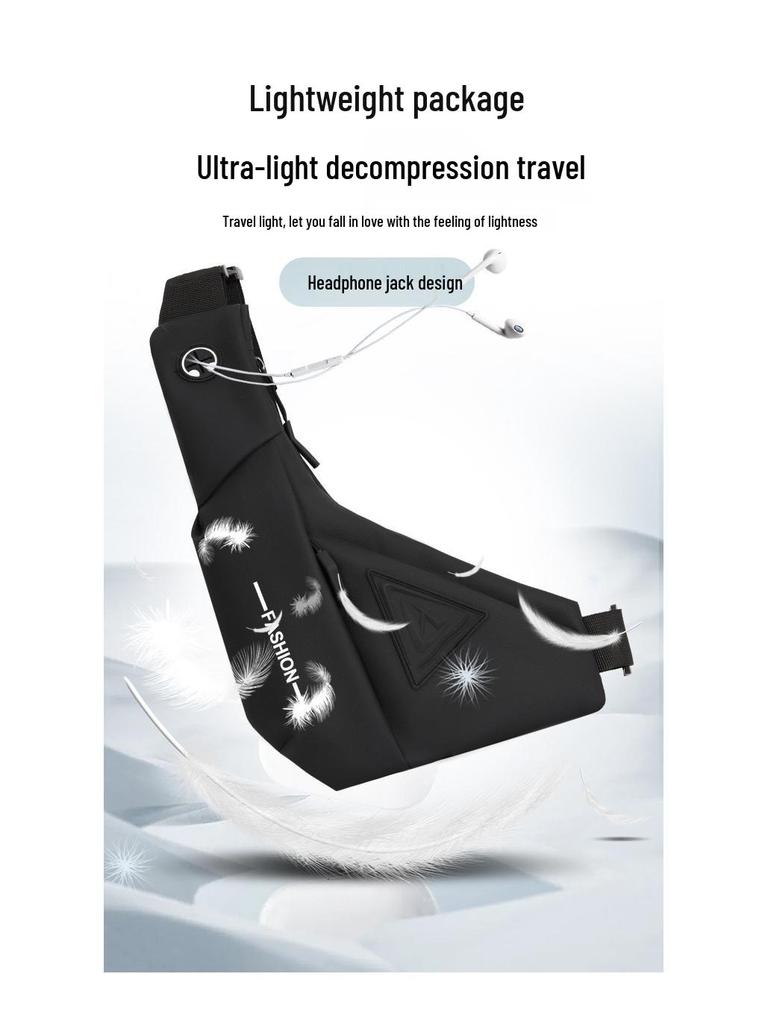 Men's Cross-Body Chest Bag: New Style, Water-Repellent, Travel-Ready, Multifunctional, Single-Shoulder Backpack.