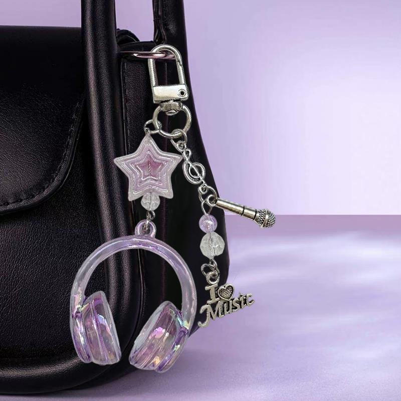 1PC Bag Charms Cute Ornament Y2K Bag Pendants DIY Accessories 3D Earphone Shape Candy Color Keychains Creative Multicolor