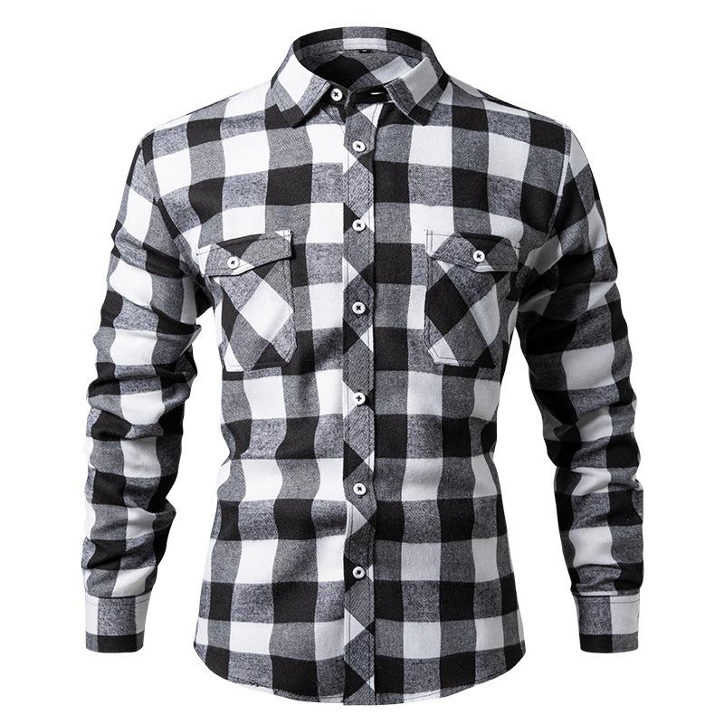 

Men Buffalo Plaid Long Sleeve Button Down Flannel Shirt S чорний