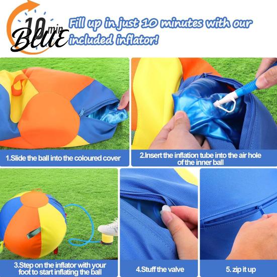 Interactive Dog Ball Herding for Dogs Calming with Cover Handle Inflatable Training Anti-burst Toy Large Breeds Small Medium Active Play Exercise