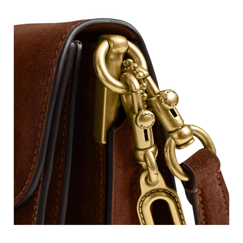 Coach Tabby a Catena 26 Decorazione a Catena con Logo Pelle Scamosciata Borsa a Tracolla Media da Donna Ottone Marrone Caldo CCK51-B4WBR