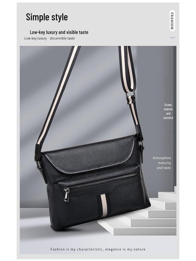 Men's Large Capacity Cowhide Messenger Bag - Trendy Shoulder Bag for Autumn/Winter 2024