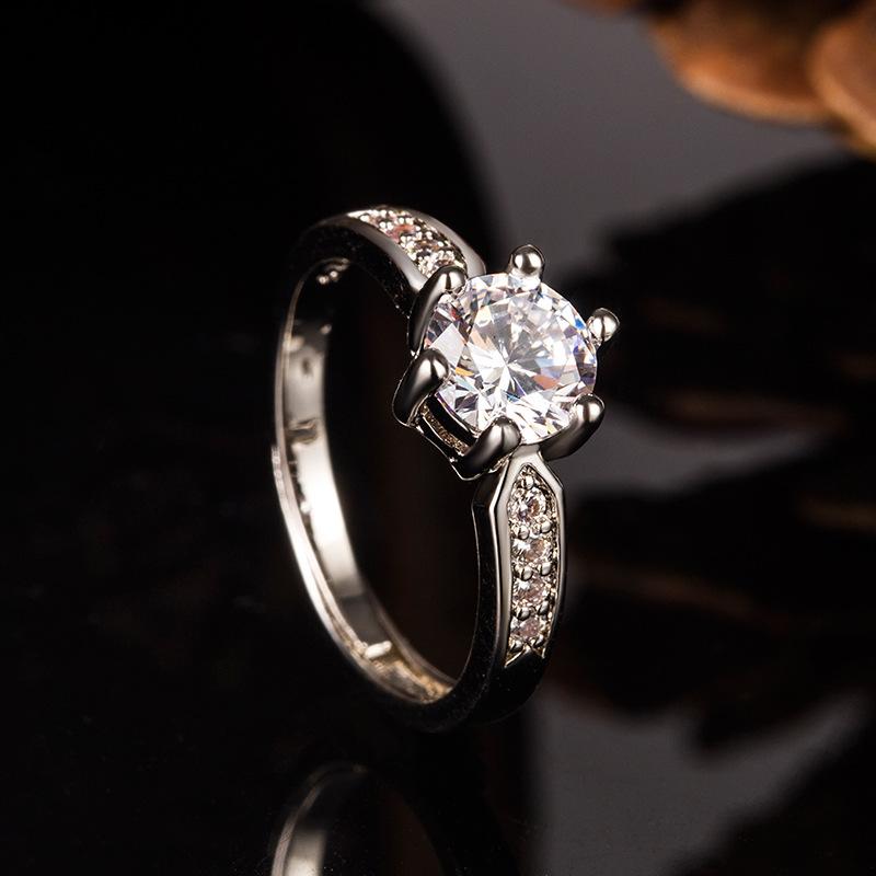 Lindon Classic Copper Alloy Zircon Ring Ladies Jewelry Wedding Promise Party Gift