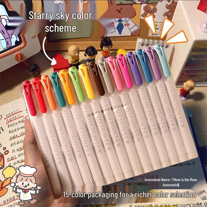 Retro Macaron Double-Ended Fluorescent Marker Pen for Notebooks - Light Colors for Students