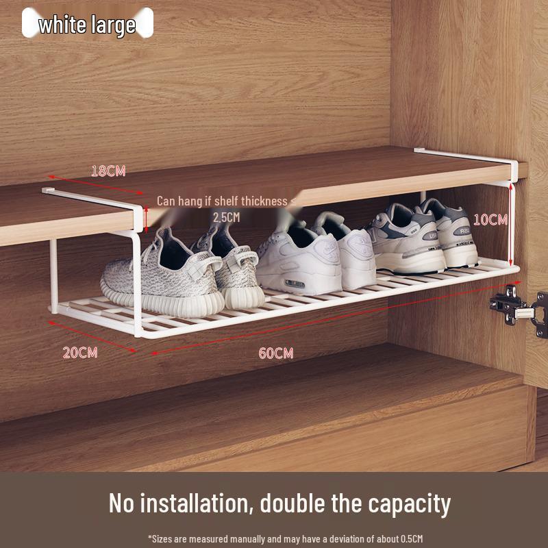 Foldable Space-Saving Shoe Rack with Dividers and Hanging Support